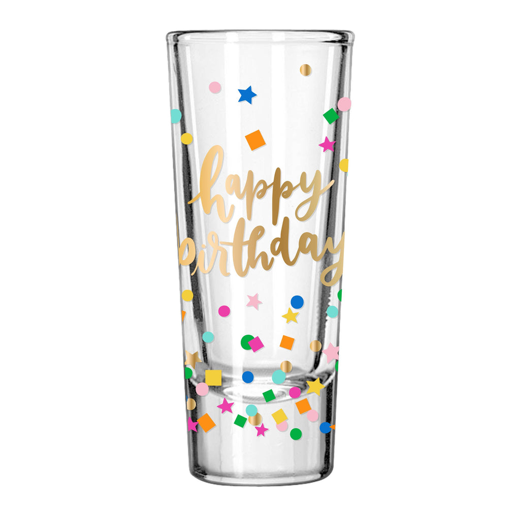 Happy Birthday Confetti Shot Glass - ShopSpoiled