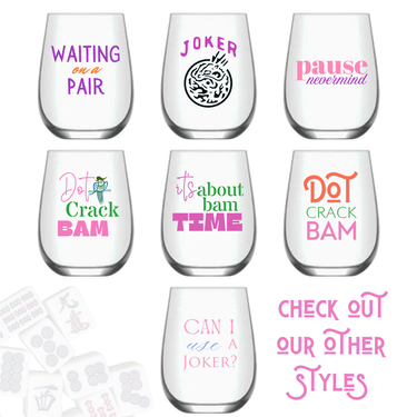 Mahjong Stemless Wine Glass "Waiting on a Pair" - Single 1ct - ShopSpoiled