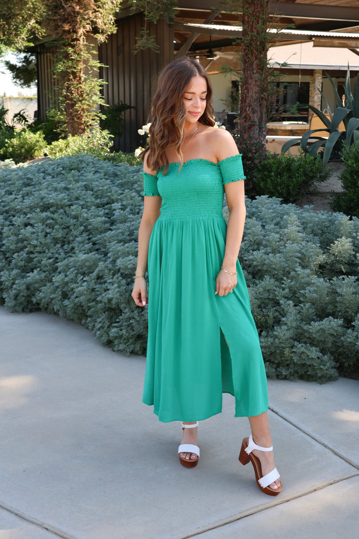 Garden Glamour Dress in Green - ShopSpoiled