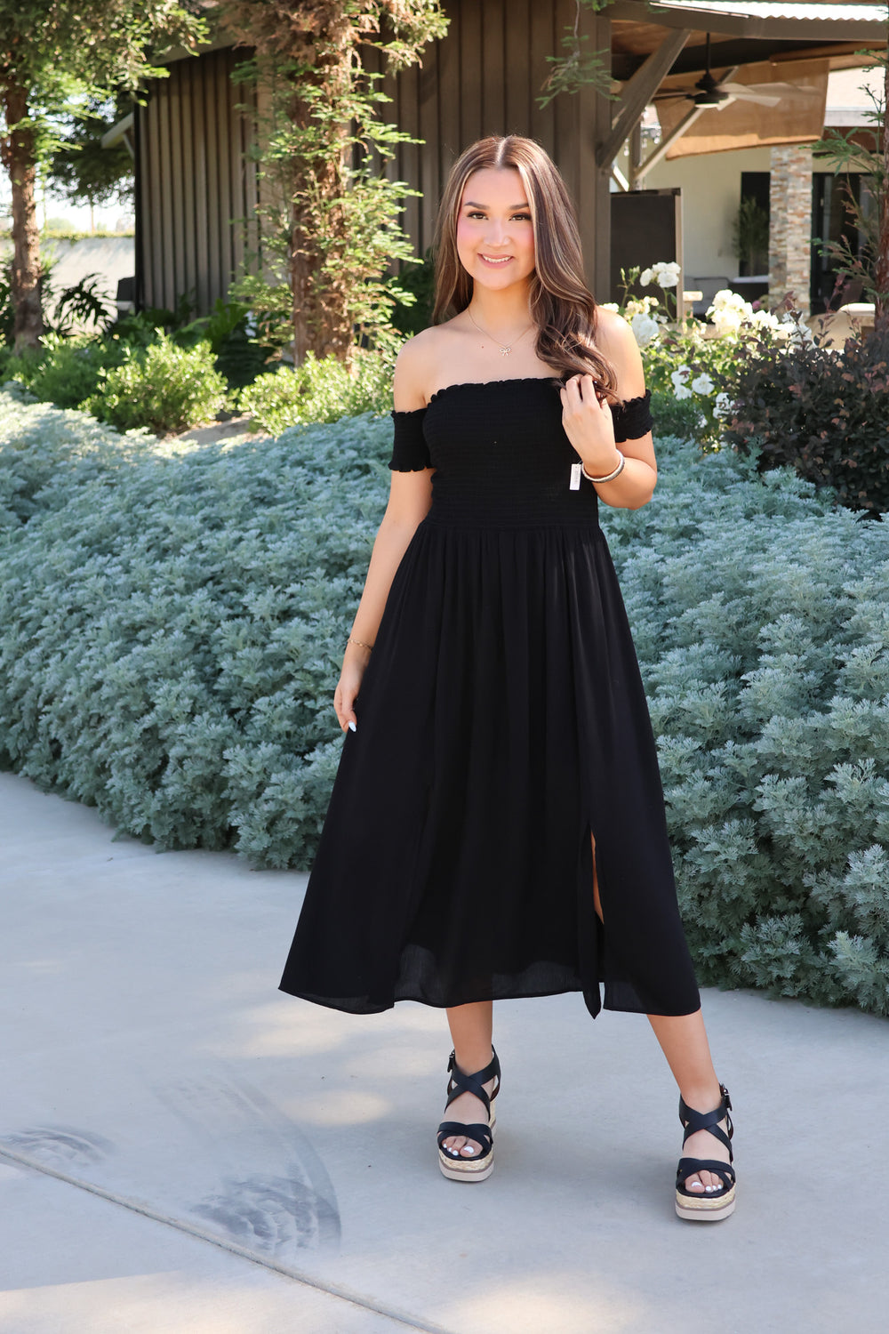 Garden Glamour Dress in Black - ShopSpoiled