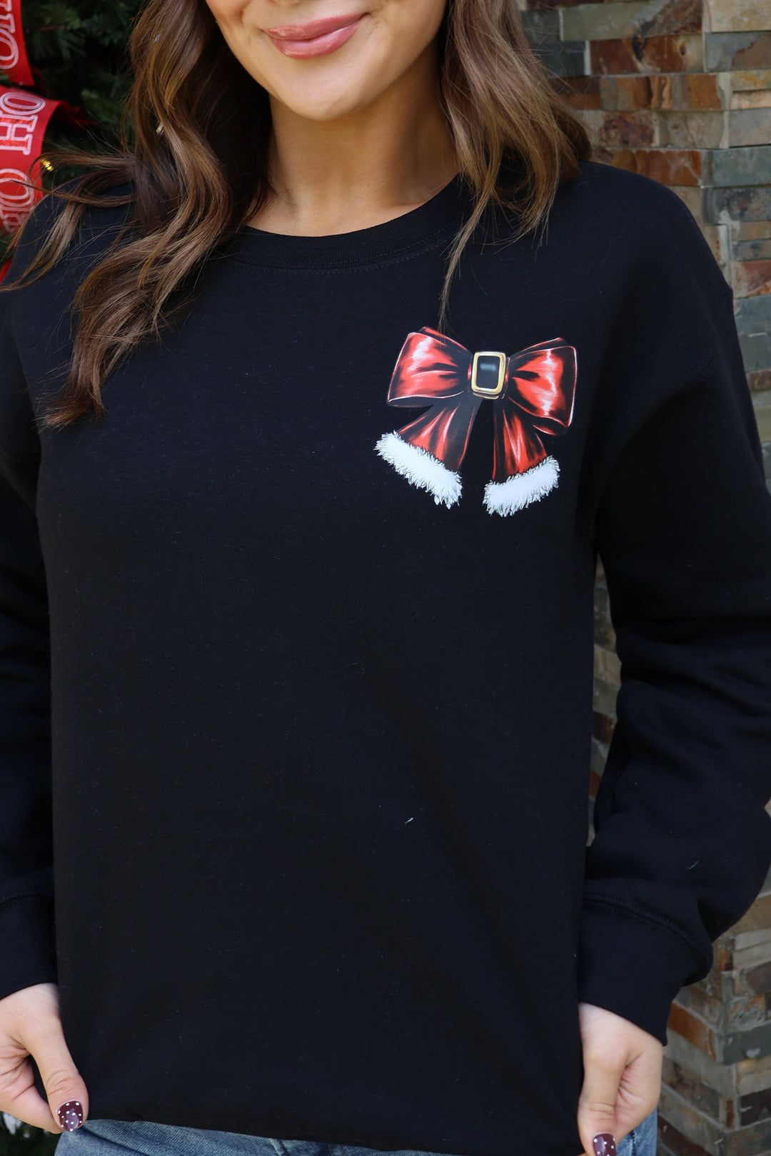 Santa Bow Sweatshirt