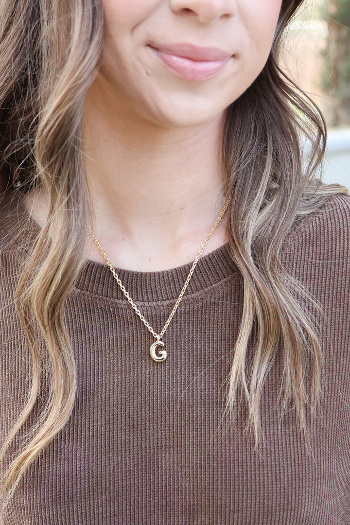 Balloon Initial Necklace In Gold - ShopSpoiled