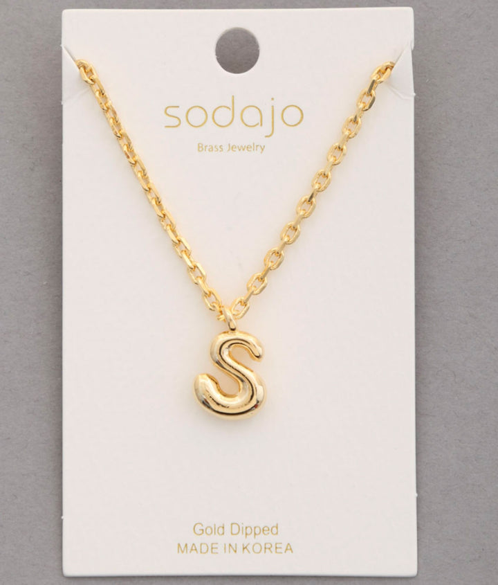 Balloon Initial Necklace In Gold - ShopSpoiled