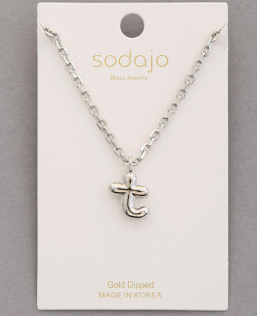 Balloon Initial Necklace In Silver - ShopSpoiled