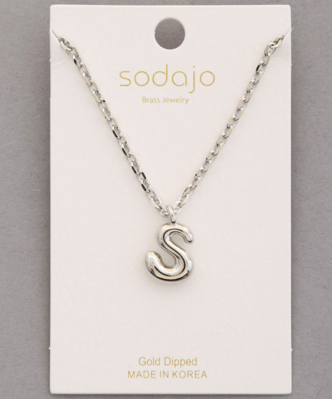 Balloon Initial Necklace In Silver - ShopSpoiled