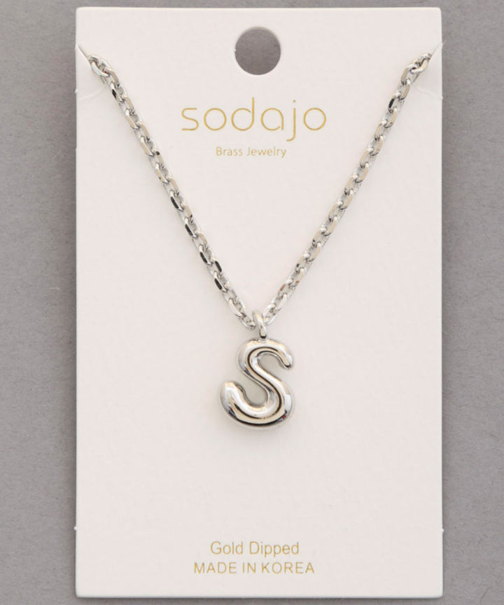 Balloon Initial Necklace In Silver - ShopSpoiled