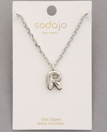 Balloon Initial Necklace In Silver - ShopSpoiled