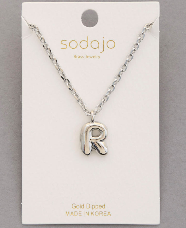 Balloon Initial Necklace In Silver - ShopSpoiled