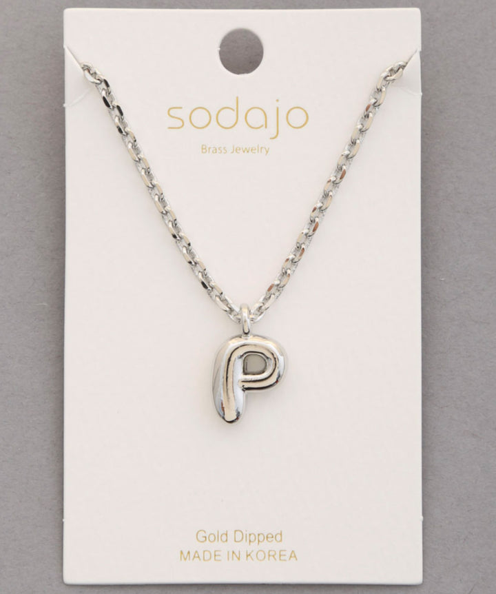 Balloon Initial Necklace In Silver - ShopSpoiled