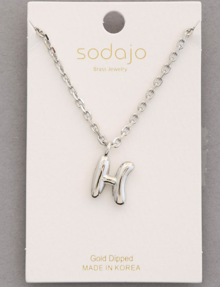 Balloon Initial Necklace In Silver - ShopSpoiled