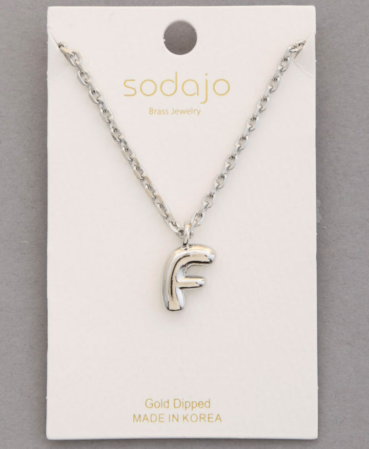 Balloon Initial Necklace In Silver - ShopSpoiled