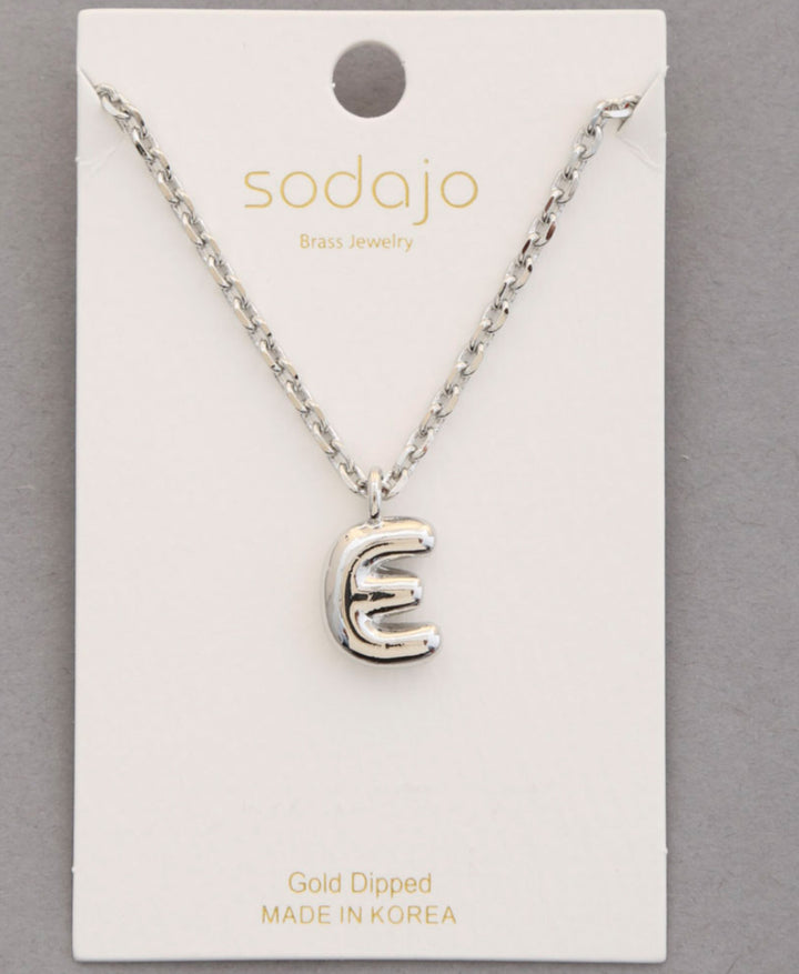 Balloon Initial Necklace In Silver - ShopSpoiled