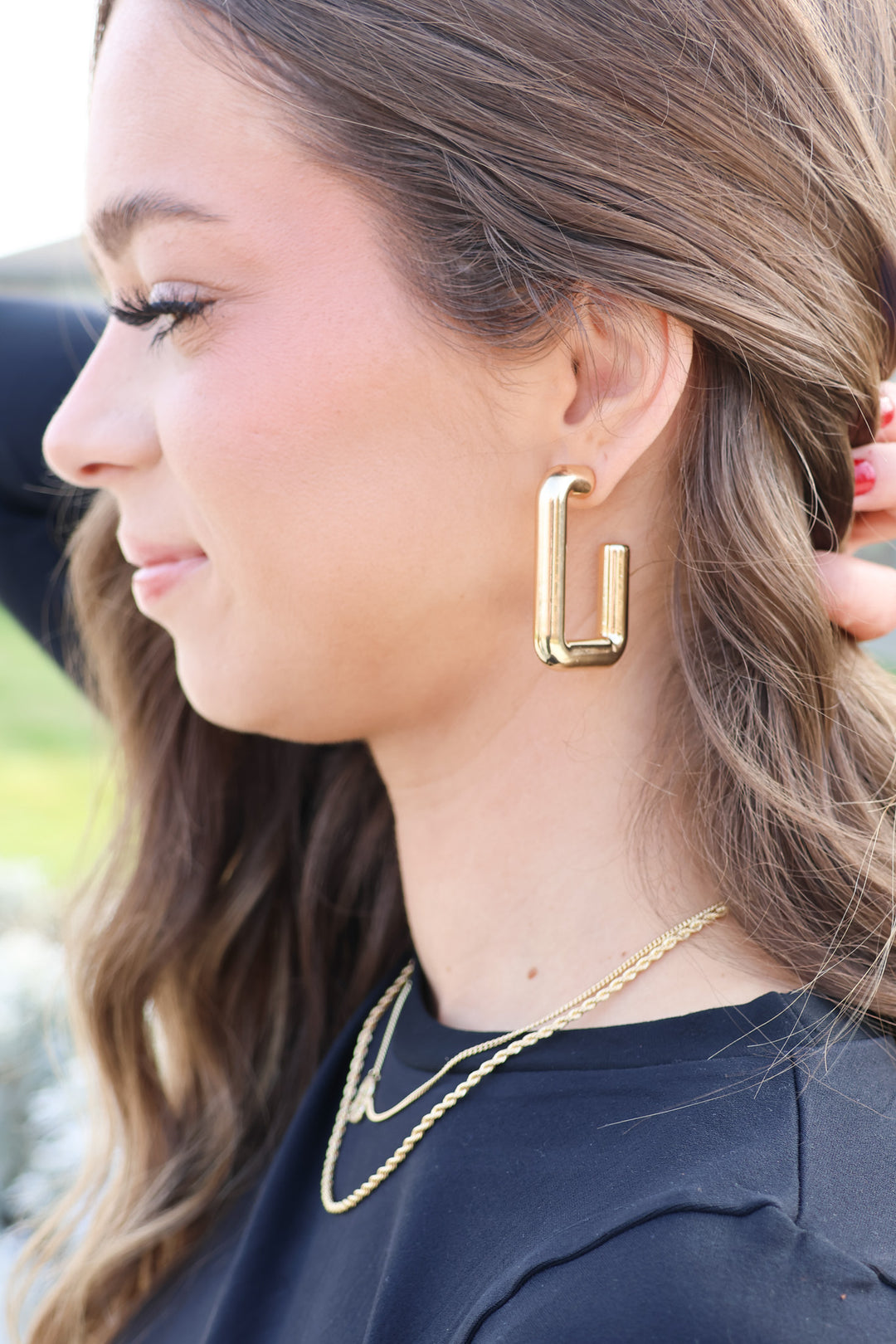 Gold Square Hoop Earrings - ShopSpoiled