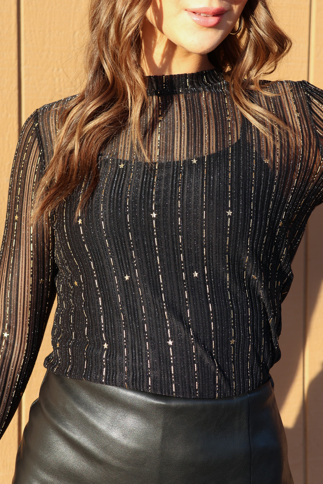 Long Sleeve Embellished Mesh Top - ShopSpoiled