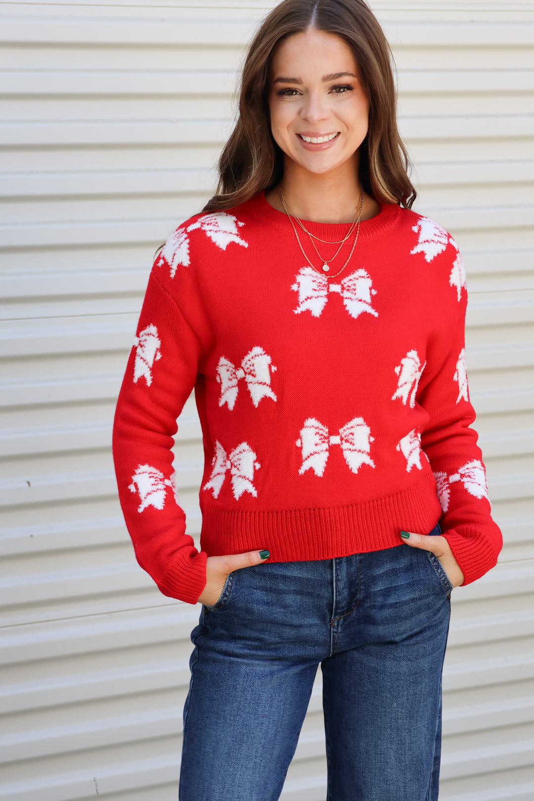 Charming Bow Sweater - ShopSpoiled