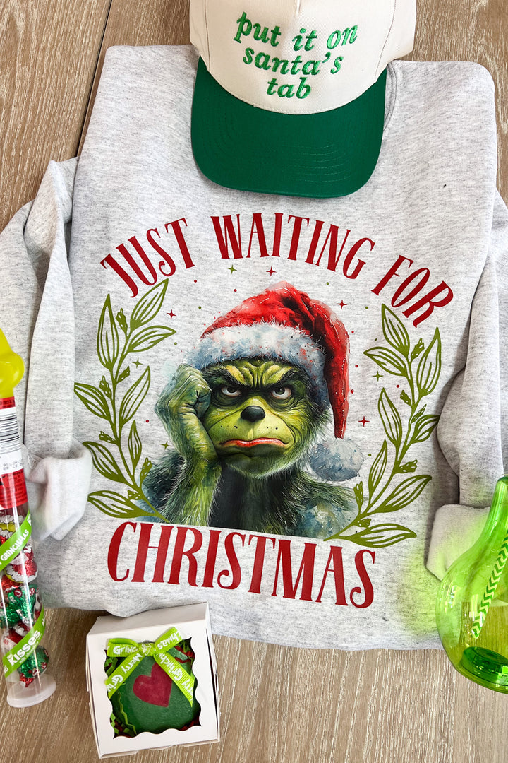 Grinch Just Waiting On Christmas Sweatshirts   - ShopSpoiled