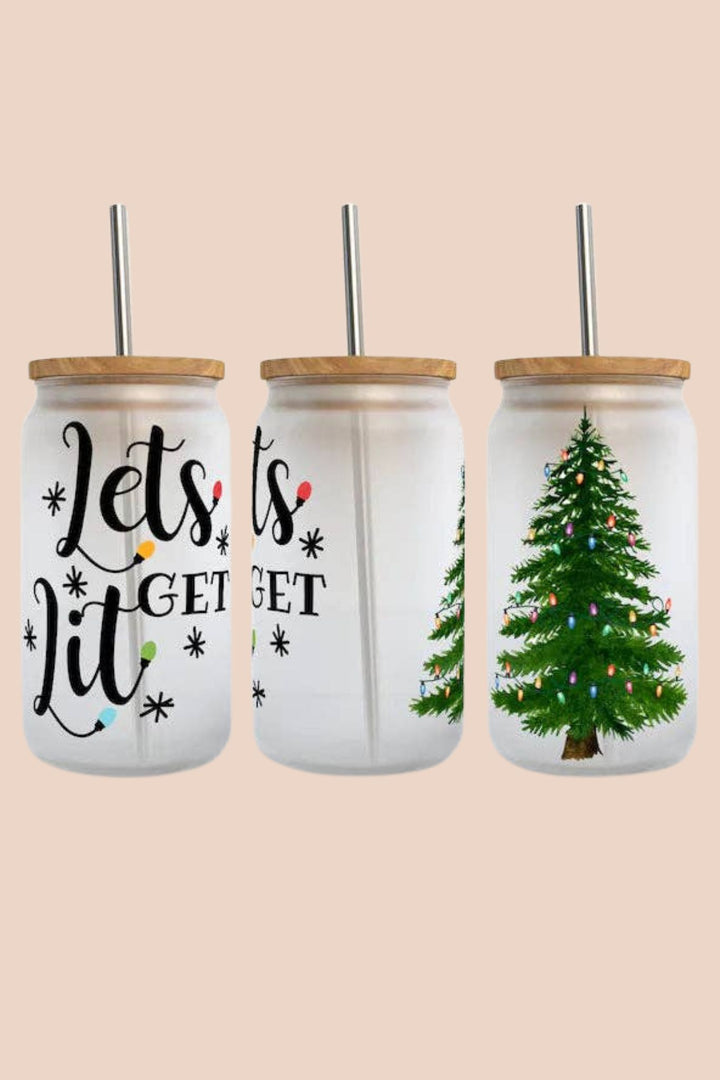 Let's Get Lit Christmas 16oz Holiday Libbey Glass Tumbler - ShopSpoiled