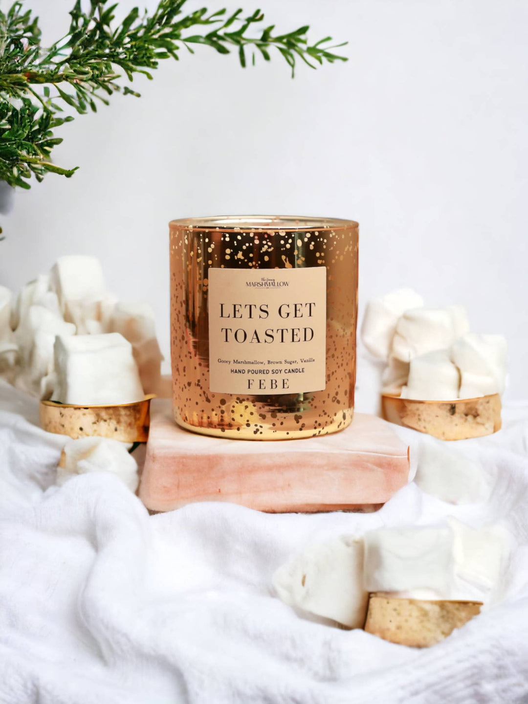 Lets Get Toasted! Gold Glass Freckled Candle - ShopSpoiled