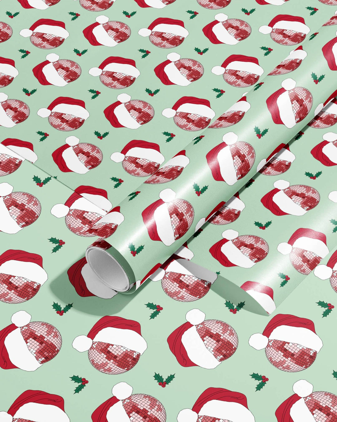 Santa Hat Disco Ball Christmas Gift Wrap Wrapping Paper - ShopSpoiled