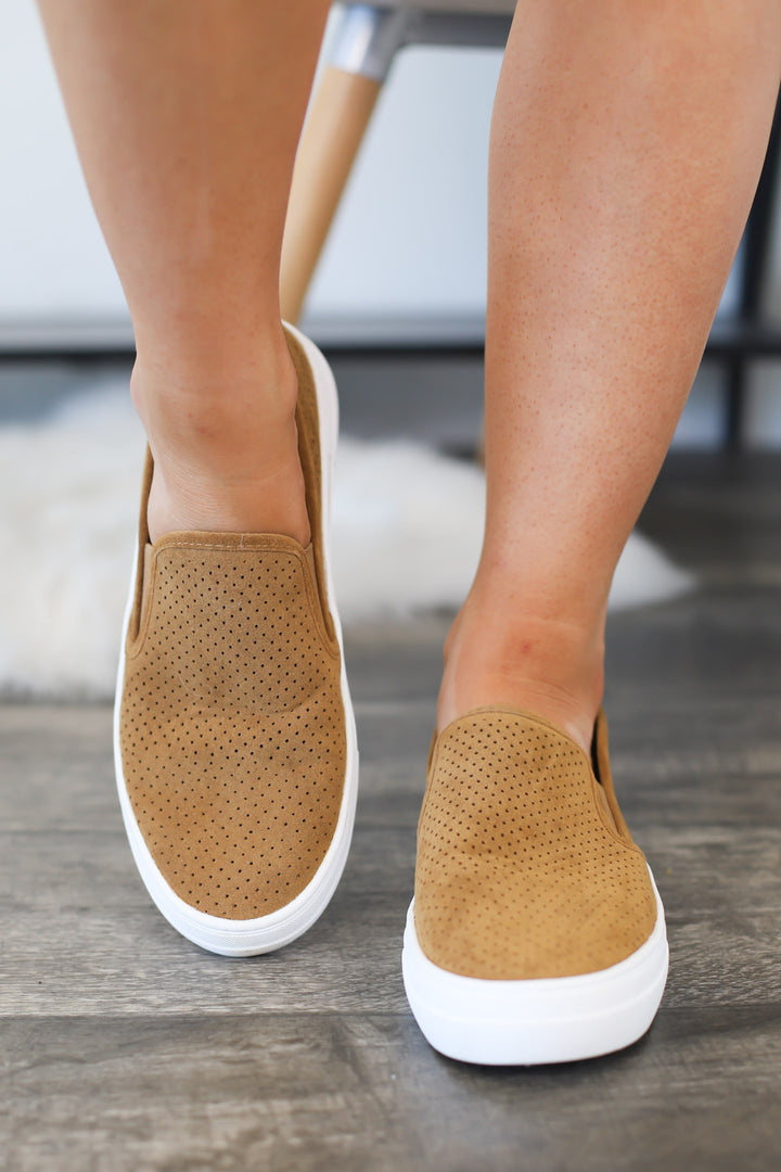 Coco Slip On Sneakers: Tan - ShopSpoiled