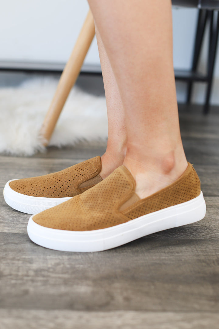 Coco Slip On Sneakers: Tan - ShopSpoiled