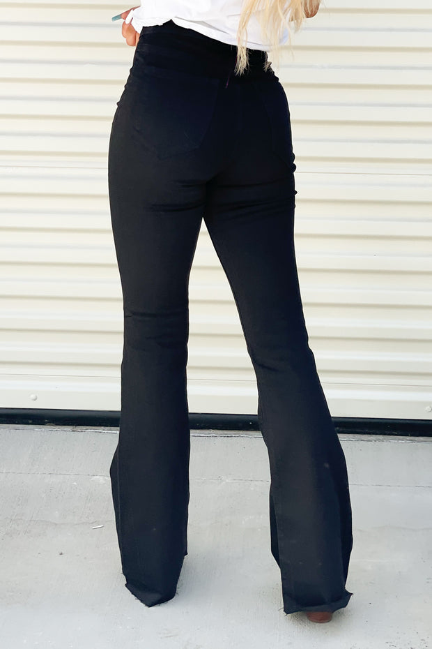 Frankie Flare Jeans: Black - ShopSpoiled