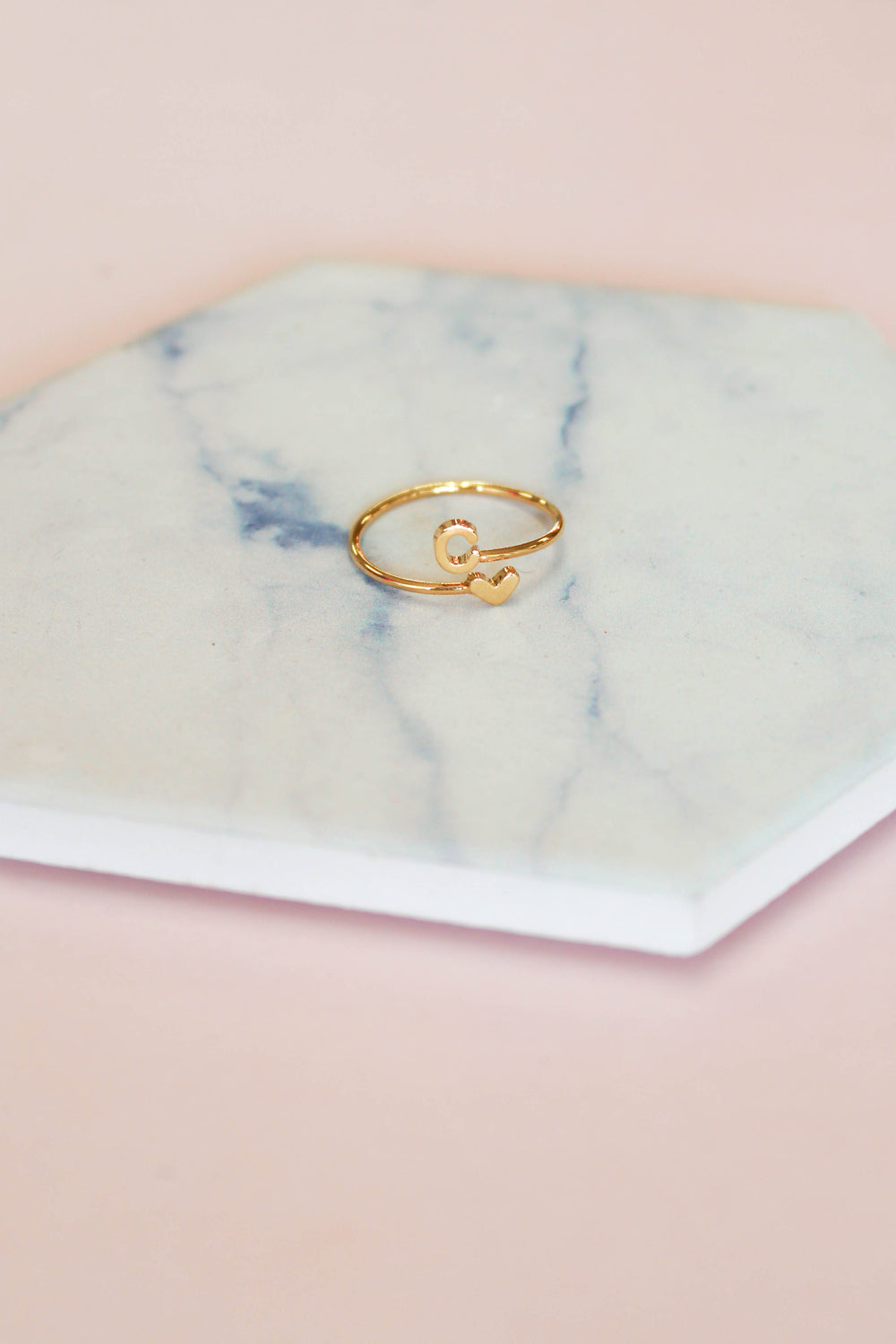 Heart Initial Ring: Gold - ShopSpoiled