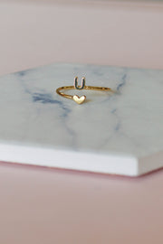 Heart Initial Ring: Gold - ShopSpoiled