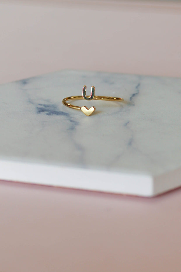 Heart Initial Ring: Gold - ShopSpoiled