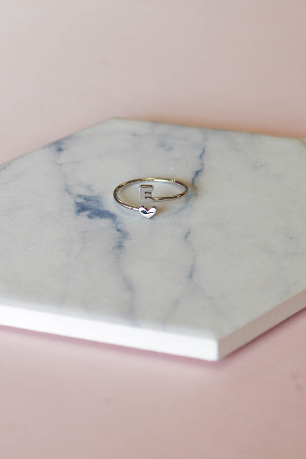 Heart Initial Ring: Silver - ShopSpoiled