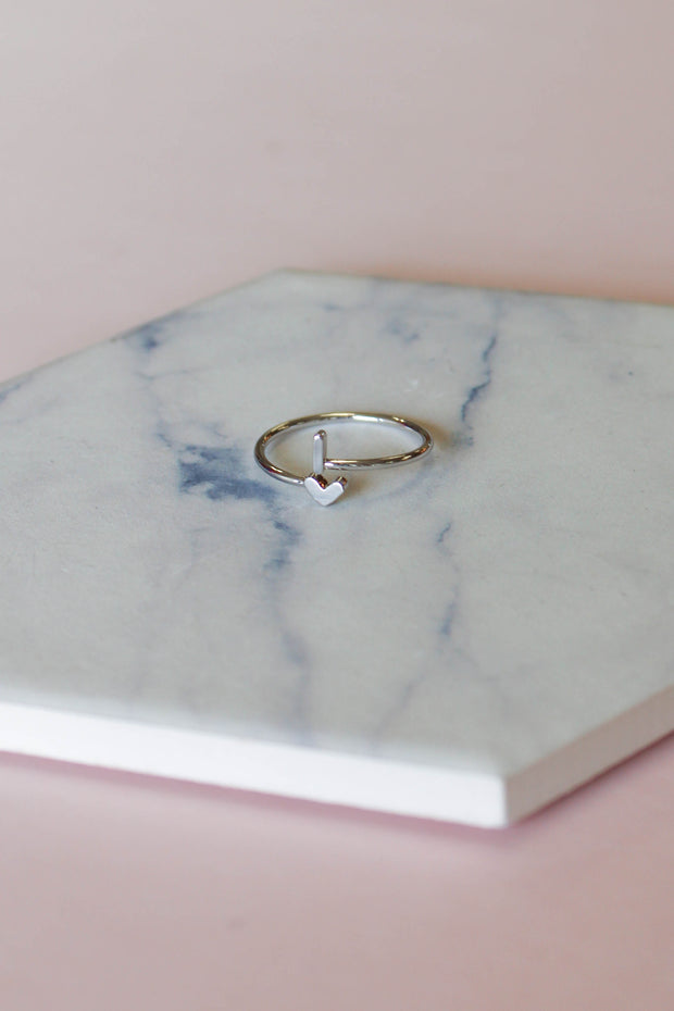 Heart Initial Ring: Silver - ShopSpoiled