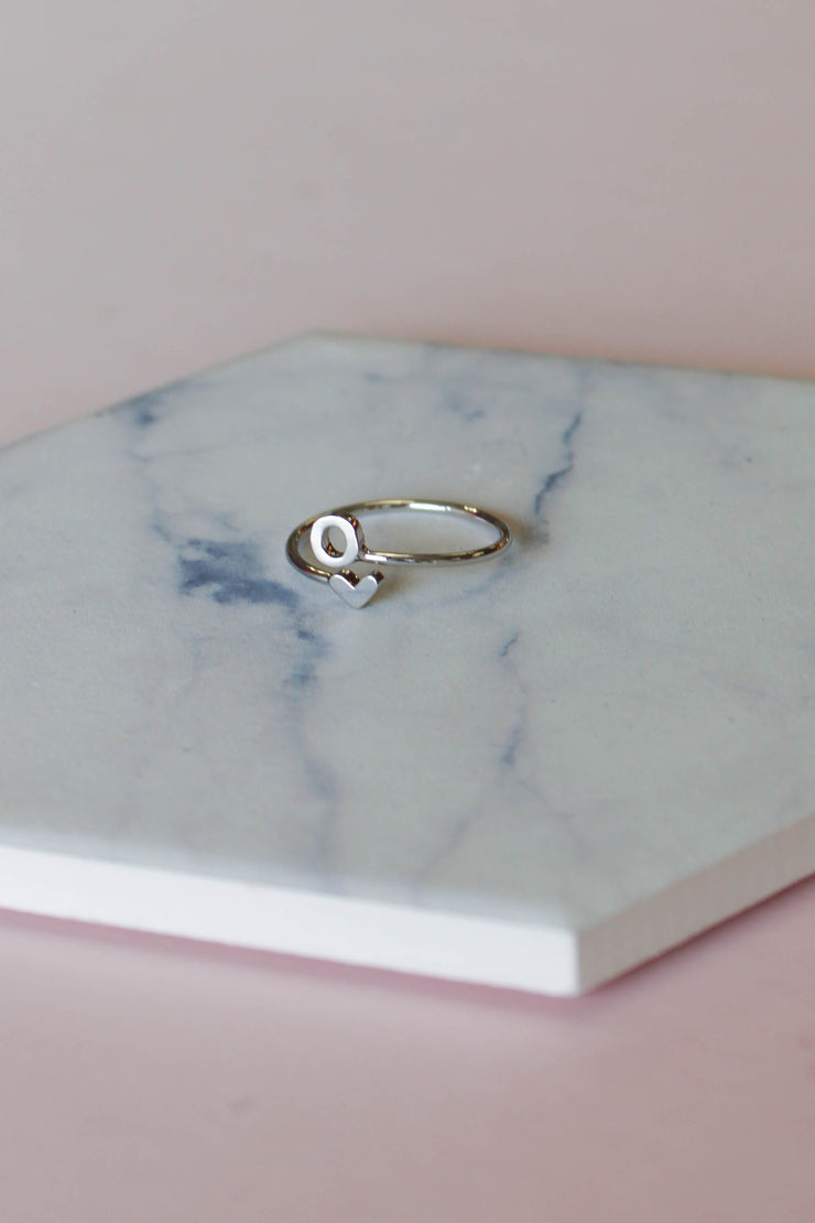 Heart Initial Ring: Silver - ShopSpoiled