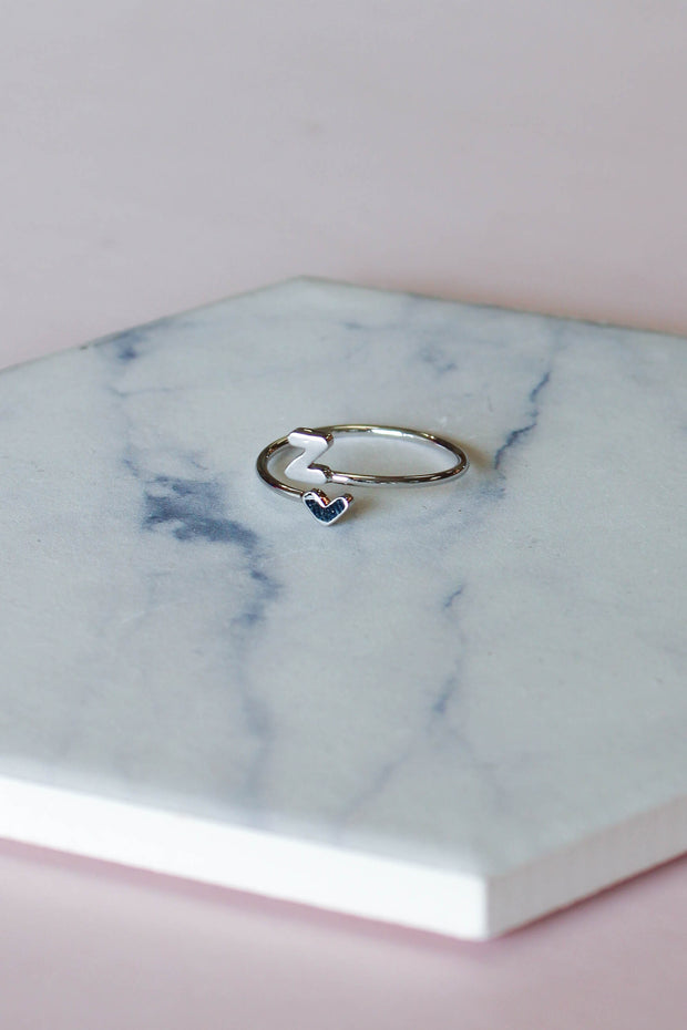 Heart Initial Ring: Silver - ShopSpoiled