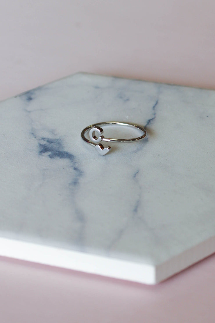 Heart Initial Ring: Silver - ShopSpoiled