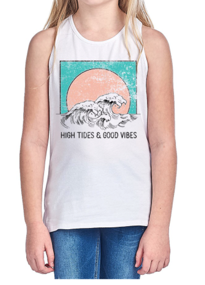 Kids High Tides and Good Vibes Graphic Tank - ShopSpoiled