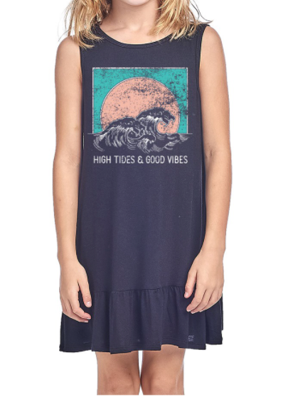 High Tides and Good Vibes Graphic Dress - ShopSpoiled
