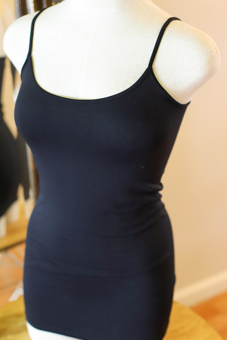 Long Basic Cami: Black - ShopSpoiled