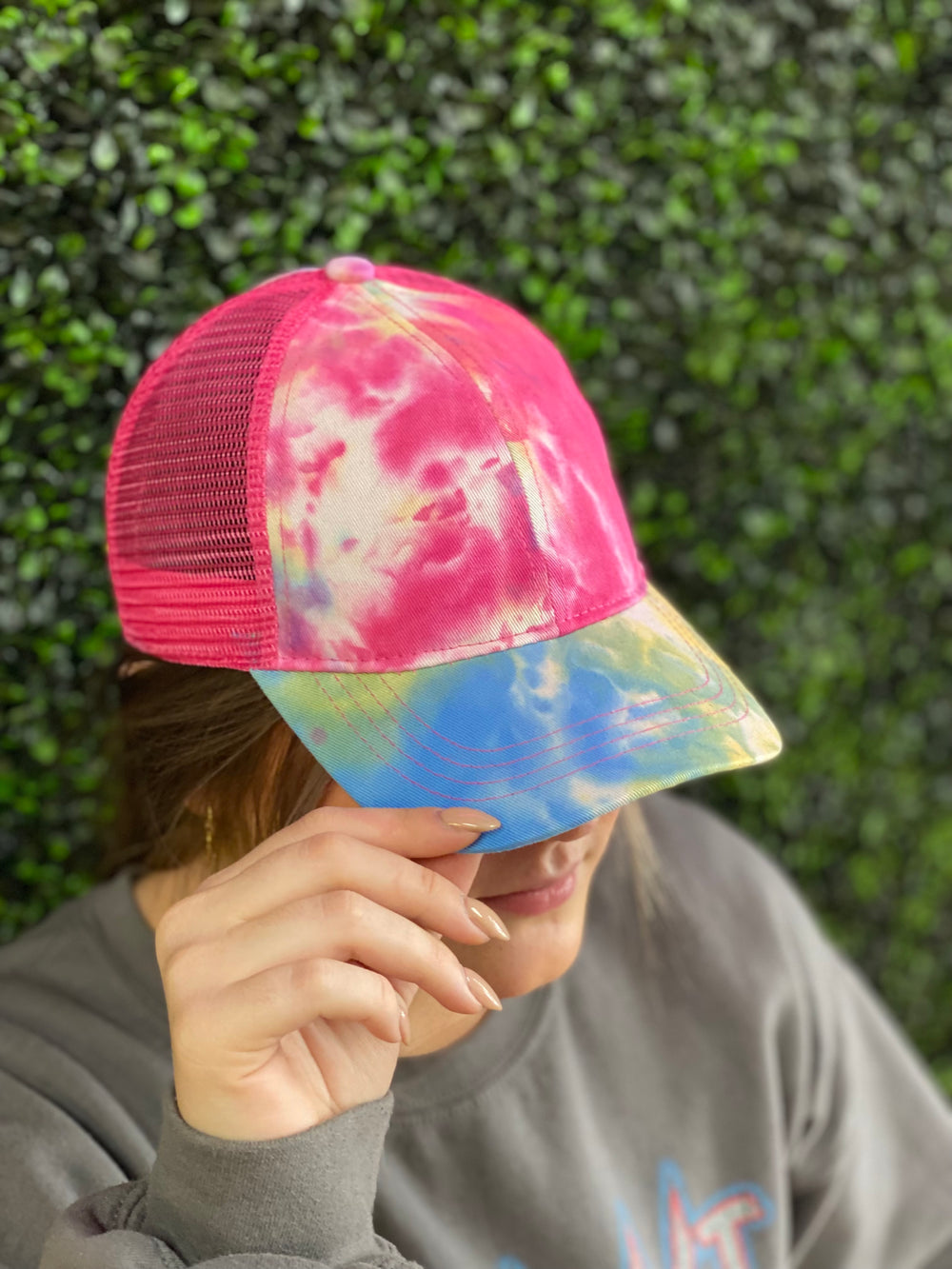 Tie Dye Hot Pink Hat - ShopSpoiled