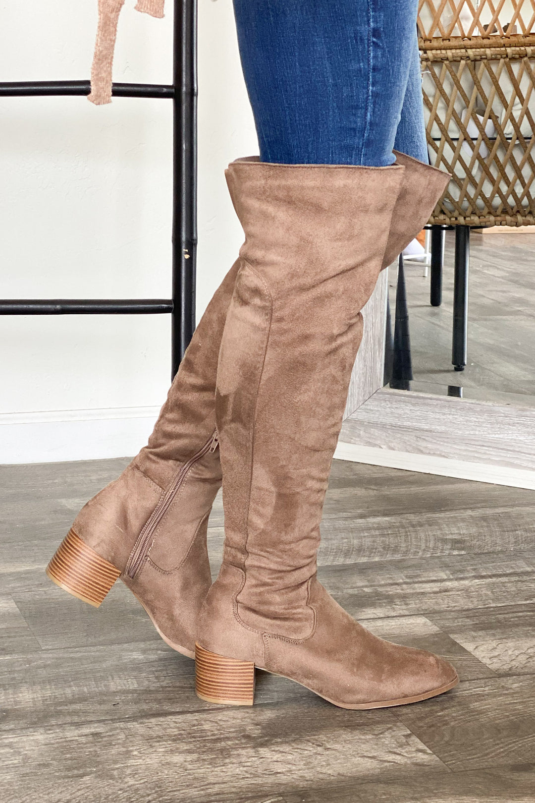 Catherine Boots: Taupe - ShopSpoiled