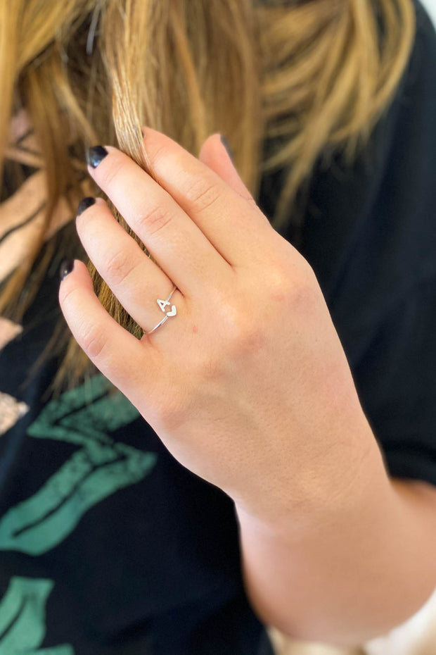 Heart Initial Ring: Silver - ShopSpoiled