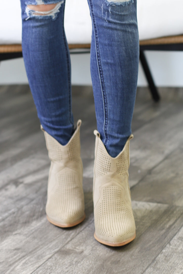 Press Replay Booties: Beige - ShopSpoiled