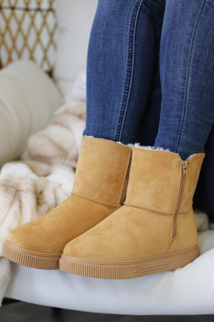 Cozette Ankle Boots: Tan - ShopSpoiled