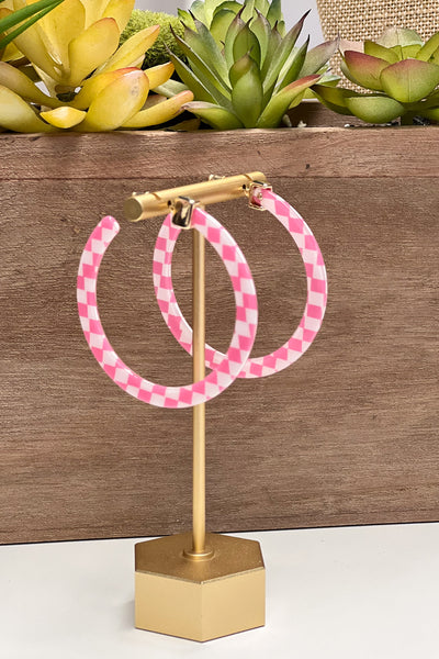 Ashton Checkered Hoop Earrings - ShopSpoiled