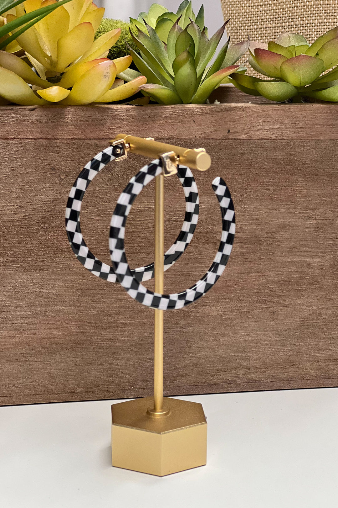 Ashton Checkered Hoop Earrings - ShopSpoiled
