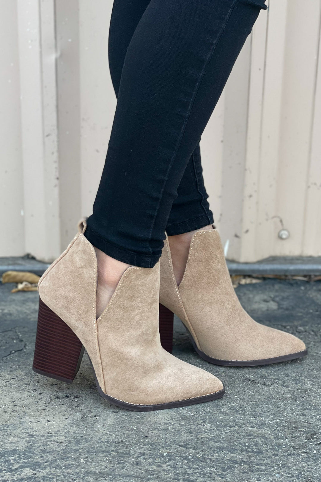 Celeste Booties: Taupe - ShopSpoiled