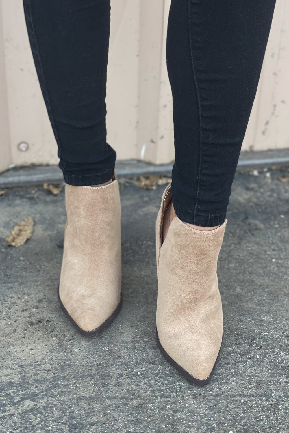 Celeste Booties: Taupe - ShopSpoiled