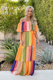 Watercolor Wishes Maxi Dress: Orange - ShopSpoiled