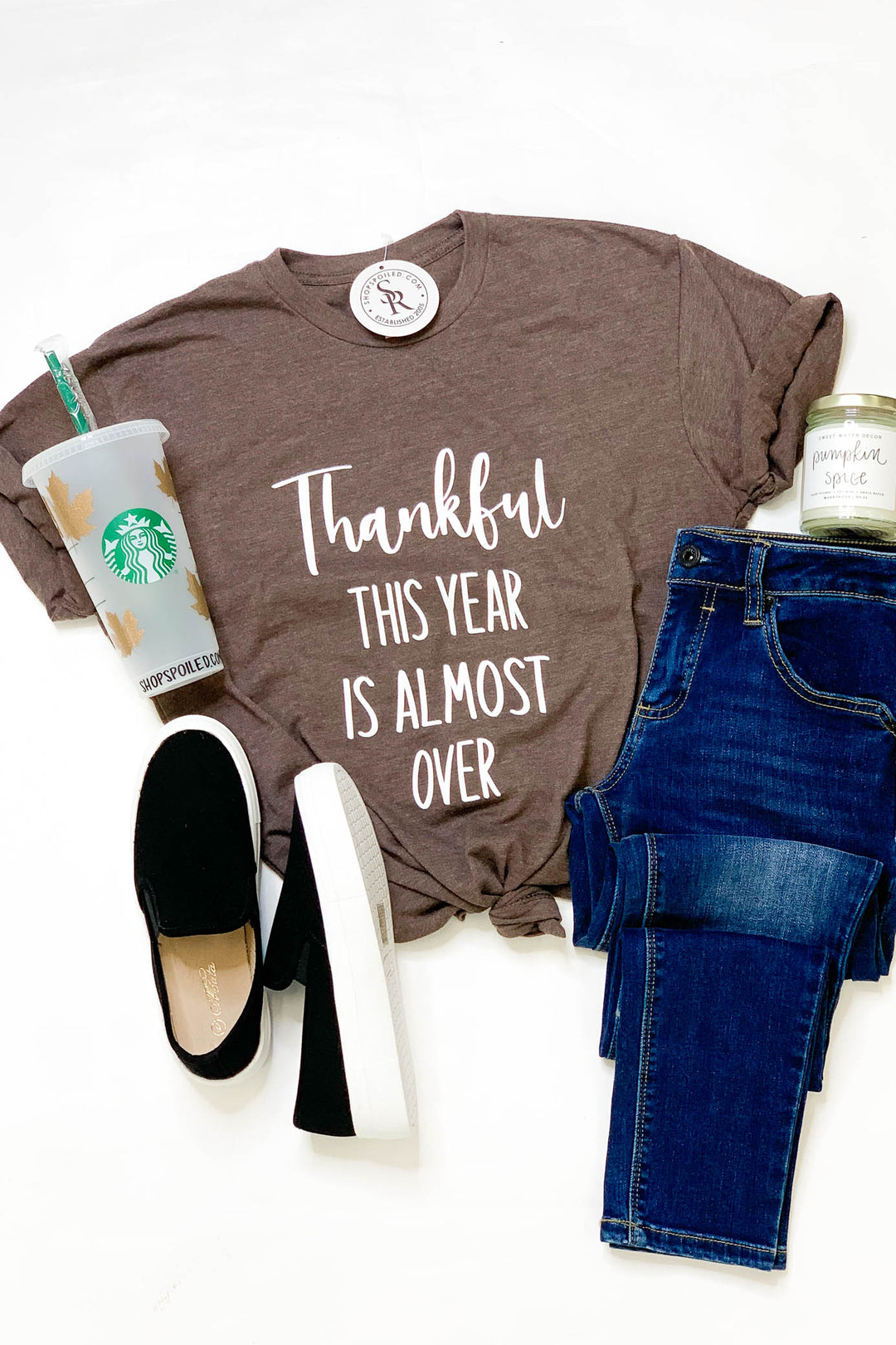 Thankful Years Almost Over Tee: Brown - ShopSpoiled